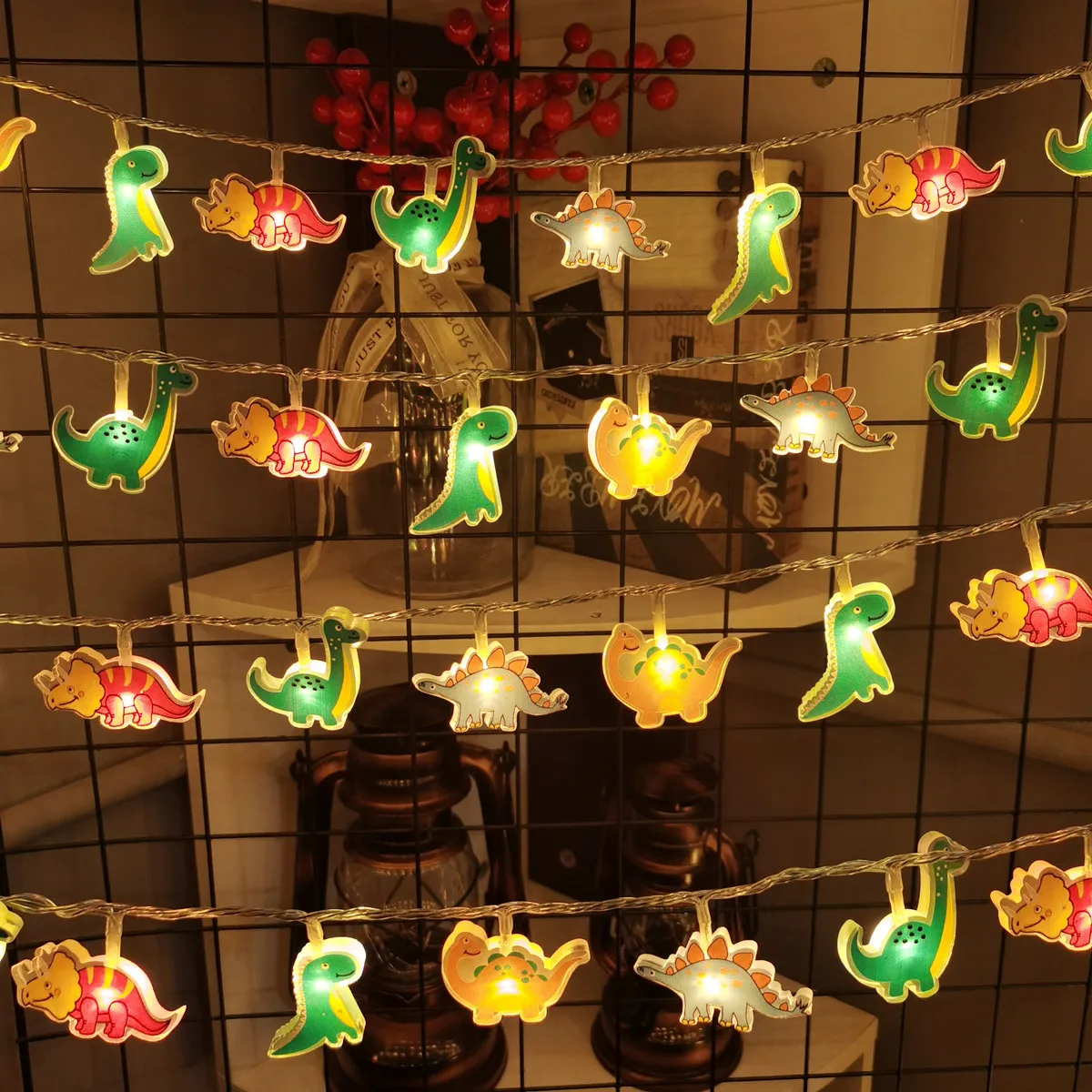 Cartoon Dinosaur LED String Lights Cute Dino Fairy Lights for Kids Room Birthday Party Home Wall Decor Lamp