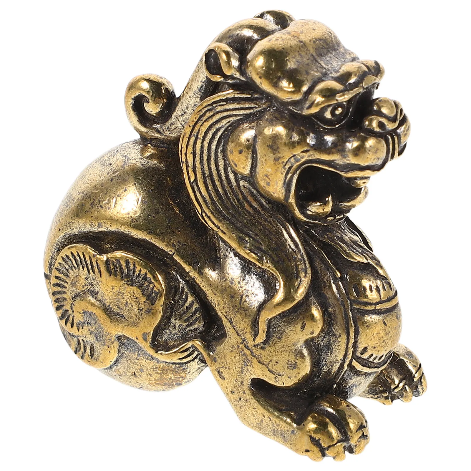Finish Brass Pi Yao Sculpture Traditional Feng Shui Prosperity Desktop Ornament Wealth Luck Office Decor