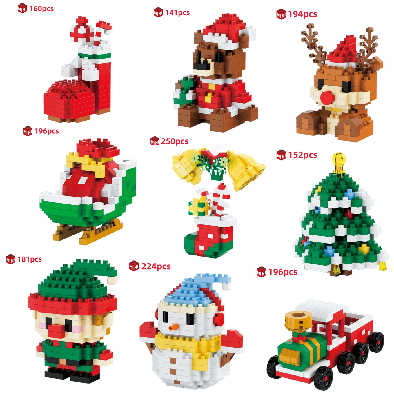 

Children Festive Christmas Mini Gift Micro Building Blocks 3D Snowman Santa Claus Tree Decor Model Toy For Kids