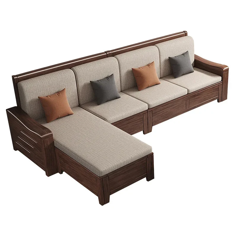 

New Chinese walnut solid wood , winter and summer soft storage sofa