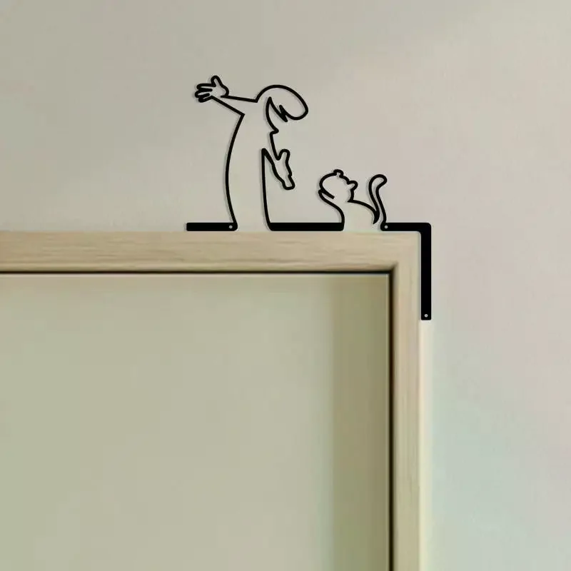 Metal Wall Decor Wrought Iron Sign Home Interior Door Frame Art Hanging Painting Room Decor Lucky Cat Home Decoration