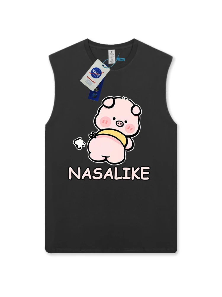 커플용 면 탱크탑 여름 피트니스 농구 슬림 티셔츠 여성용 루즈핏 중간 길이 동물 프린트 탱크탑