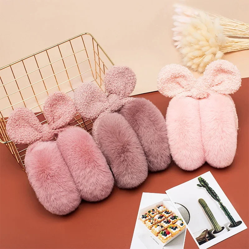 Cute Faux Rabbit Fur Bowknot Warm Plush Earmuff Baby Child Ear Muffs Earmuffs For Girls Warmers Winter