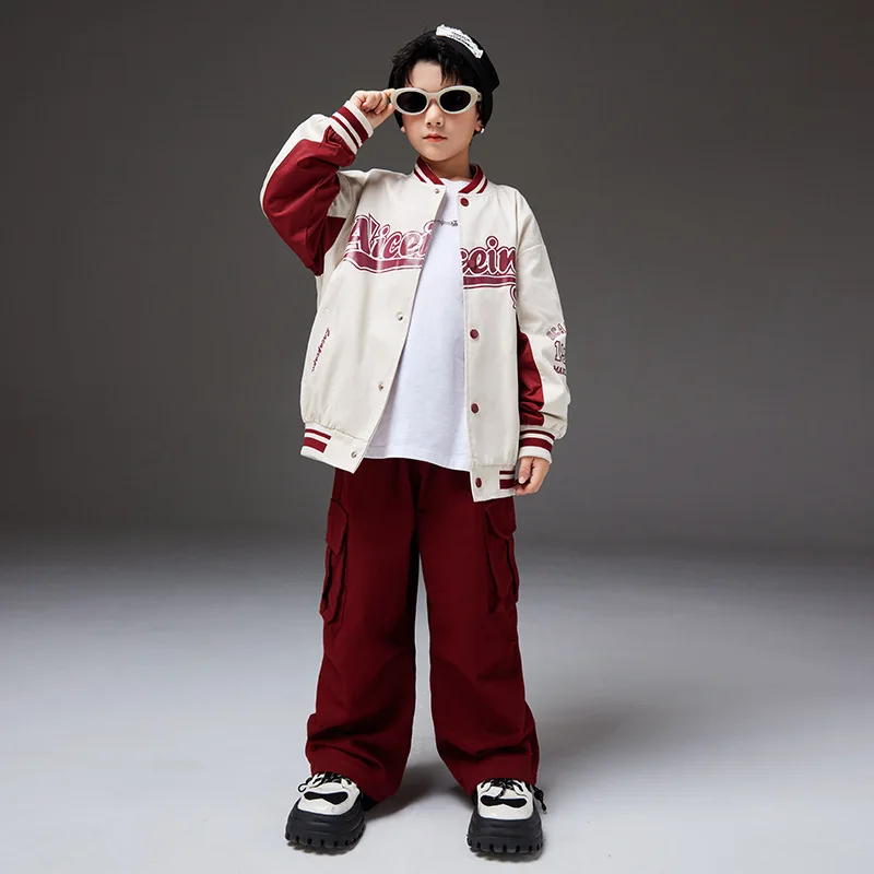 Tiener Kinderen Streetwear Kleding Hiphop Kleding Pak Honkbal Jack Cargo Broek Voor Meisjes Mode Jazz Dans Kostuums Herfst