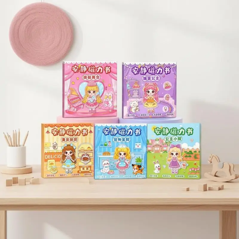 Magnetic Princess Quiet Book Reusable Precut Stickers Early Learning Montessori Toy for Toddler Girls Travel Gift