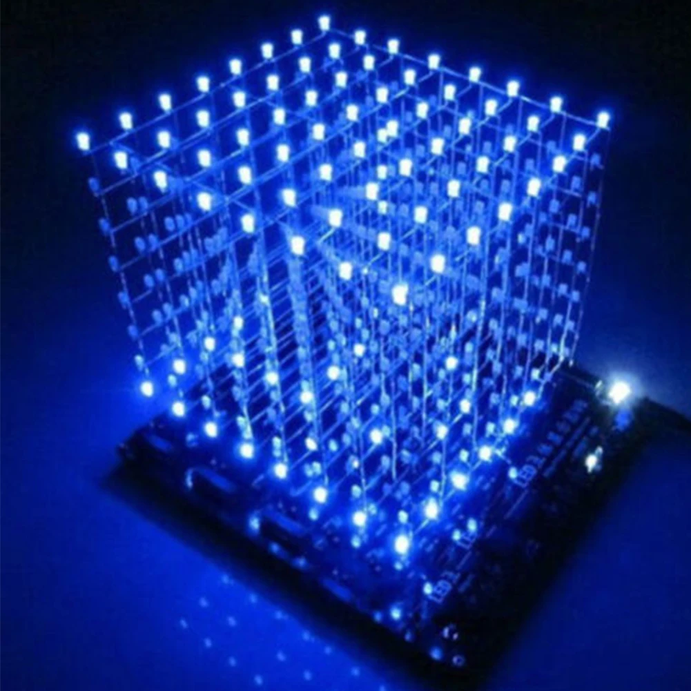 3D8 8x8x8 3MM 3D Squared DIY Kit LED Precise DIY Kit 4.5-5.5V LED Cube PCB Board for Children and Teenagers Learning Activities