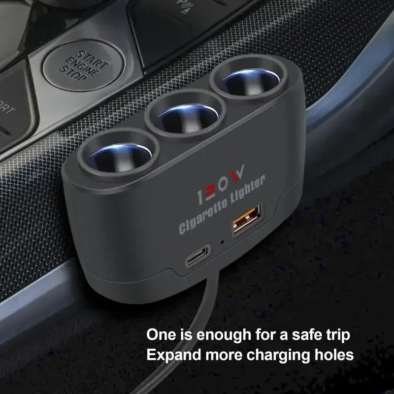 NEUER Dreifach-Autoladegerät-Adapter, universelles 12/24-V-Multi-Port-Design mit 3 Steckdosen und 120-V-Max-Ausgang für schnelle Gleichzeitigkeit