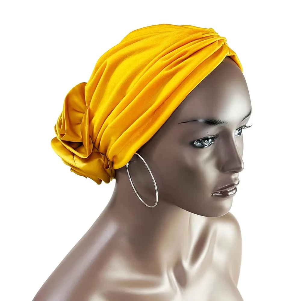 Neue Mode Satin Blumen Turban Hijab Hüte Afrikanische Kopf Wraps Elastische Muslimischen Hüte Atmungsaktive Chemo Kappe Für Frauen Mädchen – Detail 14