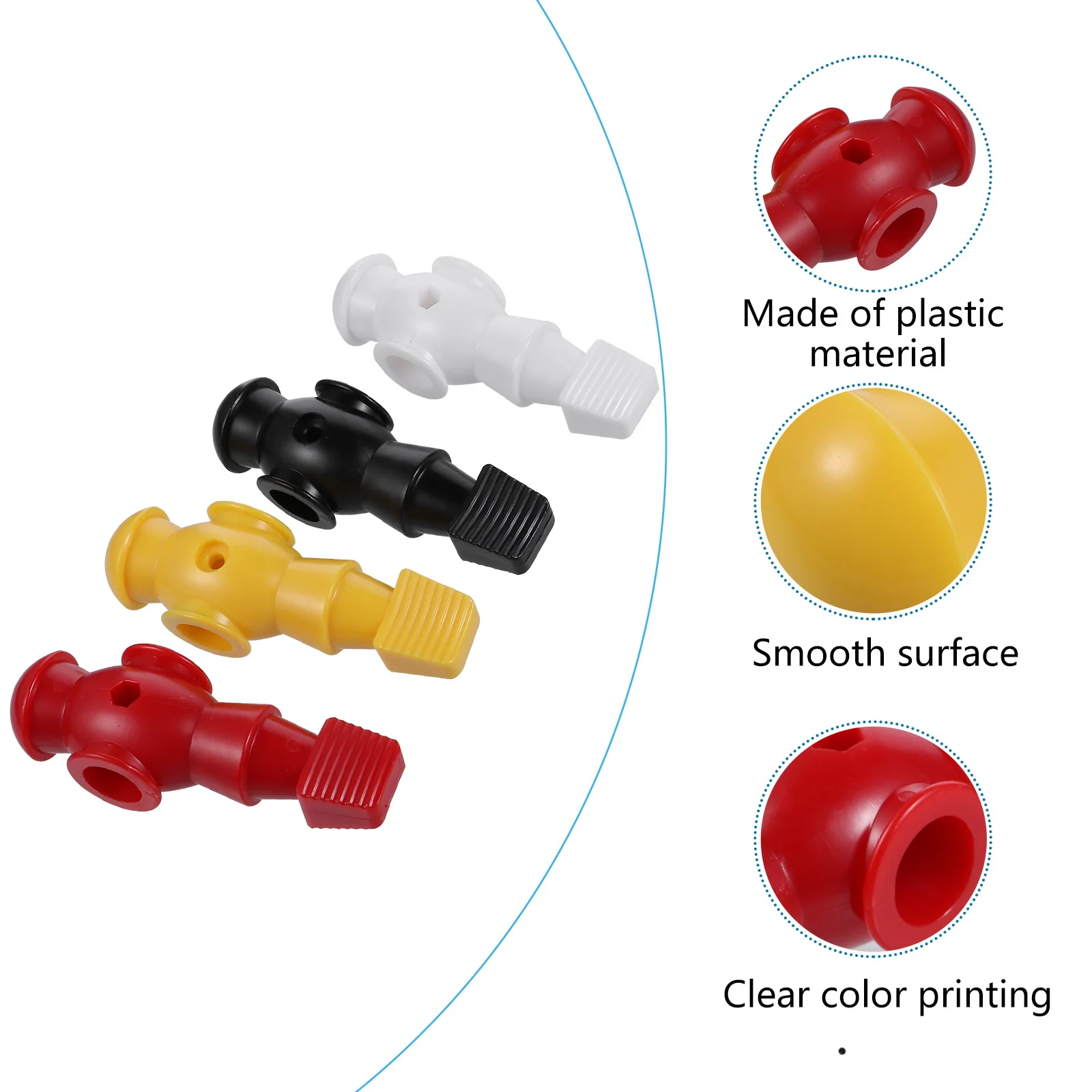 

4Pcs Tournament Style Table Soccer Men Replacement Resin Durable Smooth Surface Table Foosball Part Clear Color Printing