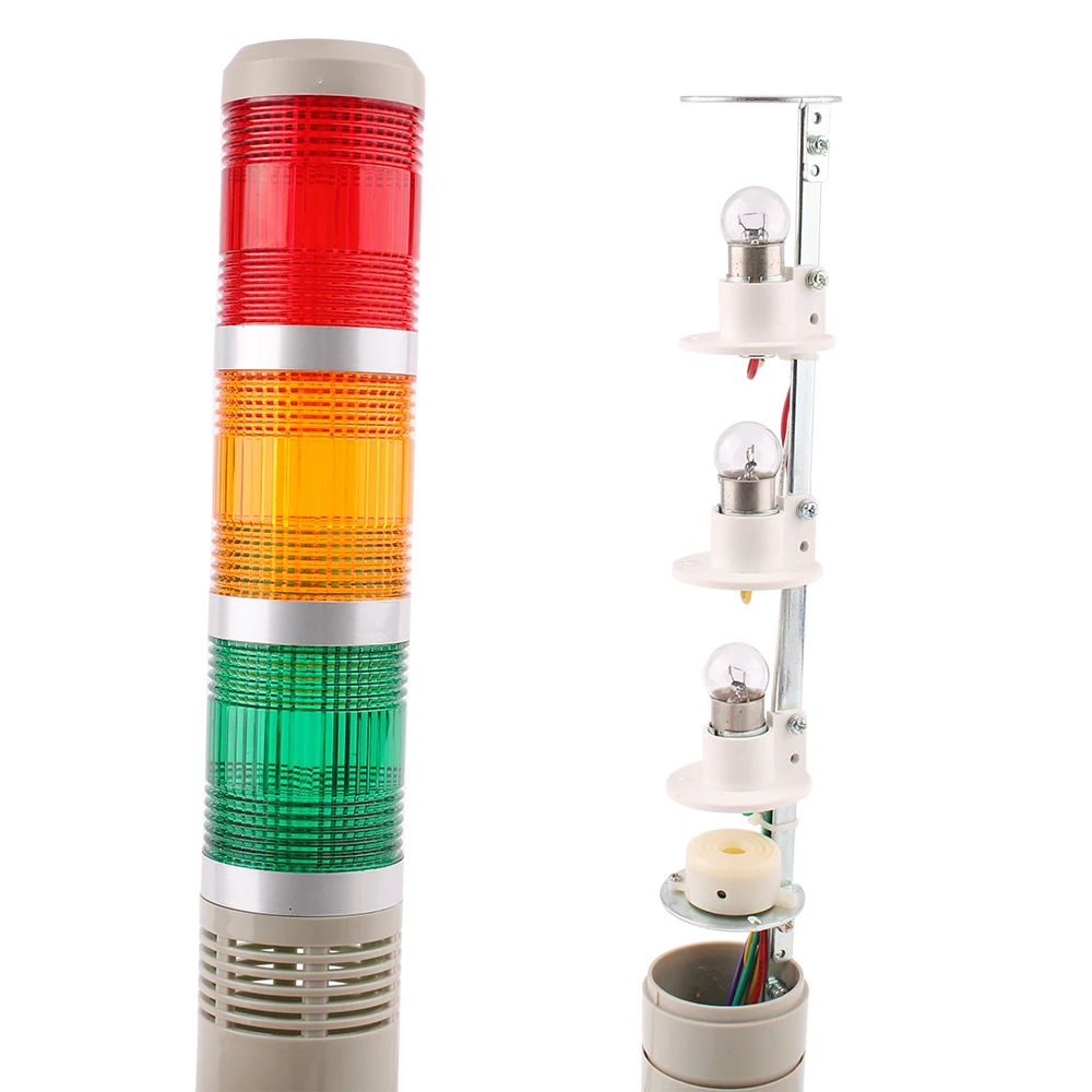 Imagem -05 - Industrial Tower Signal Aviso Luz de Flash Luz Indicadora Lâmpada Estável com Cores Campainha Lgp505 dc 12v 24v 110v 220v