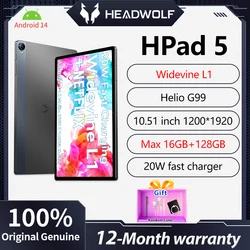 Headwolf-Tableta HPad 5 con Android 14, dispositivo de 10,5 pulgadas, Helio G99 Max, 16GB de RAM, 128GB de ROM, SIM Dual, Widevine L1, carga rápida de 8500mAh, novedad