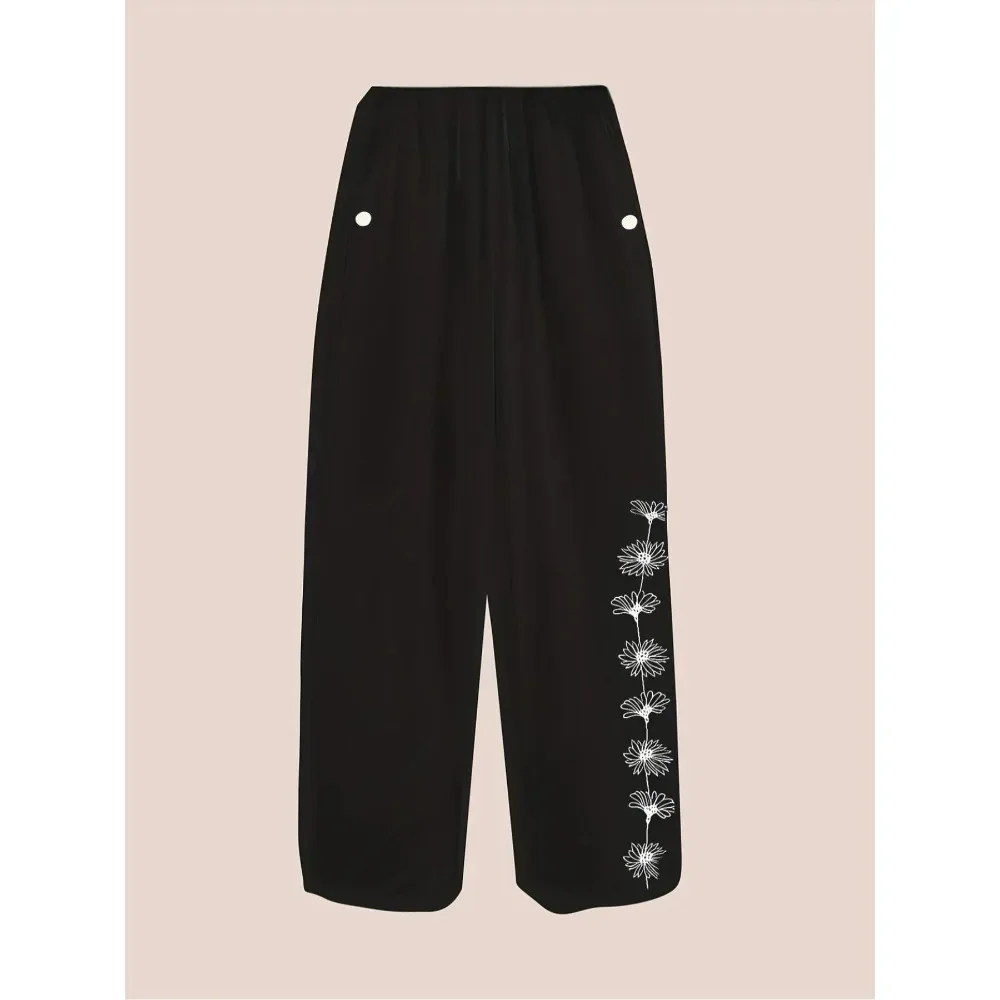 Plus Size 1XL-5XL Women's Print Trousers Comfortable Knitted Pants Fashion for All Seasons Fitted Design for Everyday Wear