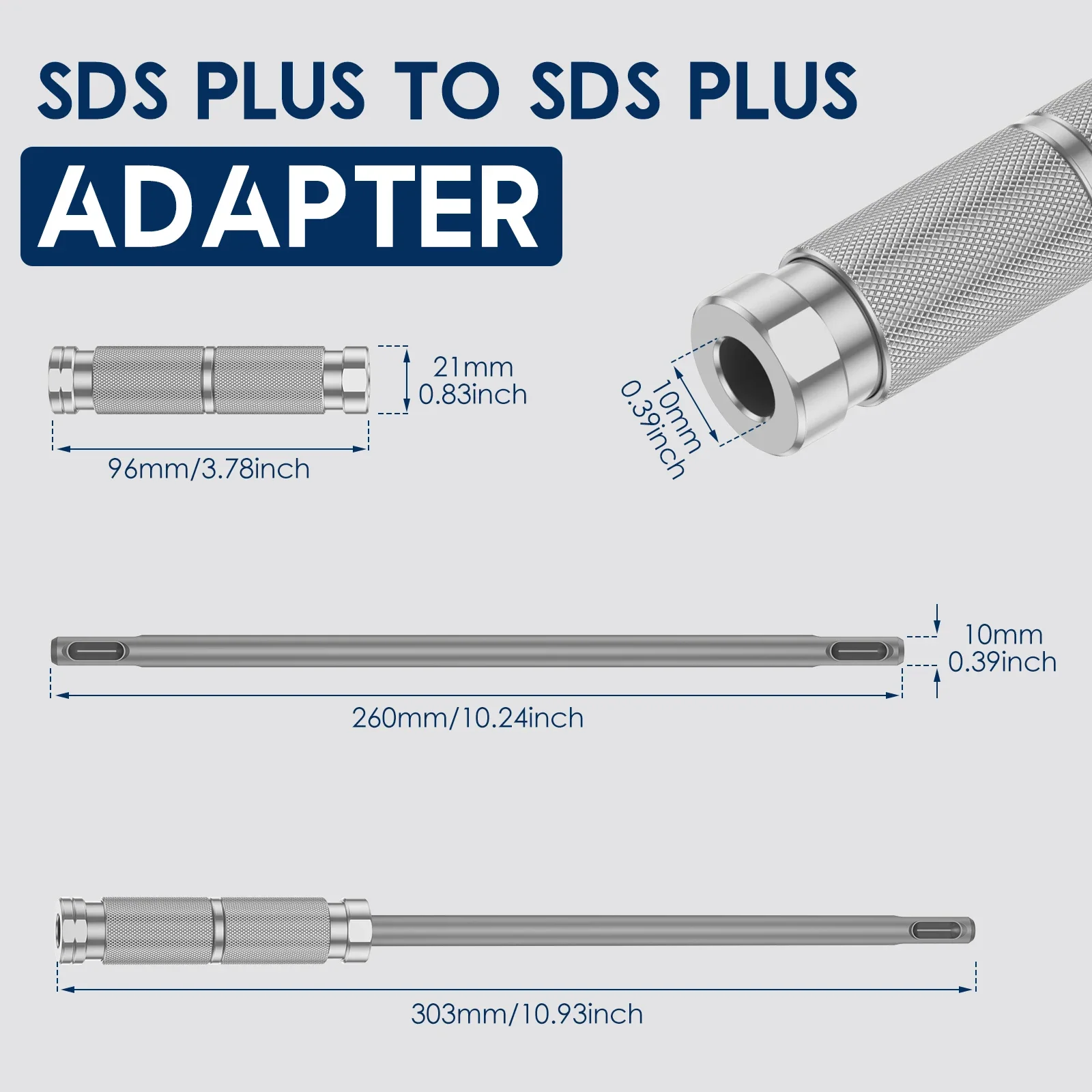 SDS Plus Adapter Extension Rod Quick Lock 303mm Rotary Hammer Drill Bit Extender Shank For Deep Hole Concrete Wall Masonry