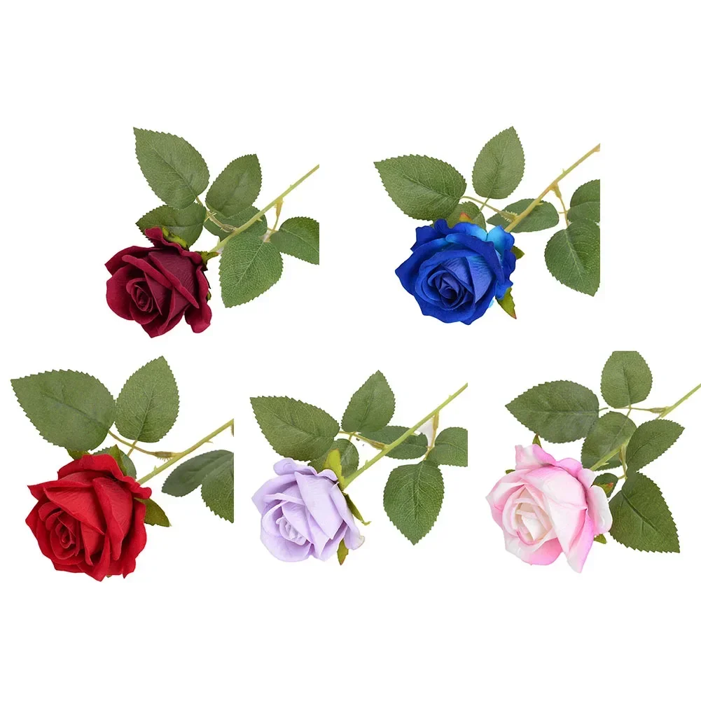 1pc Single Stem 6 Colors Silk Flower Artificial Rose Real Touch Wedding Home Decoration Wedding Party Bouquets Roses Artificial