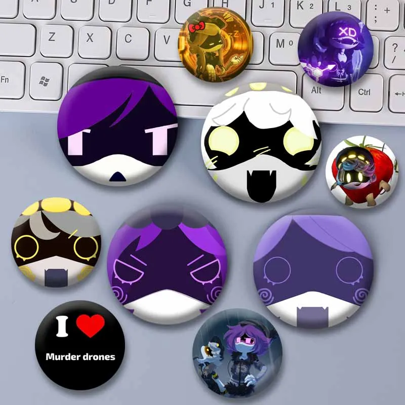 Anime Murder Drones Serial Button Brooch Cartoon Character Uzi N V Badges Handmade Round Enamel Pins Backpack Clothes Accessory