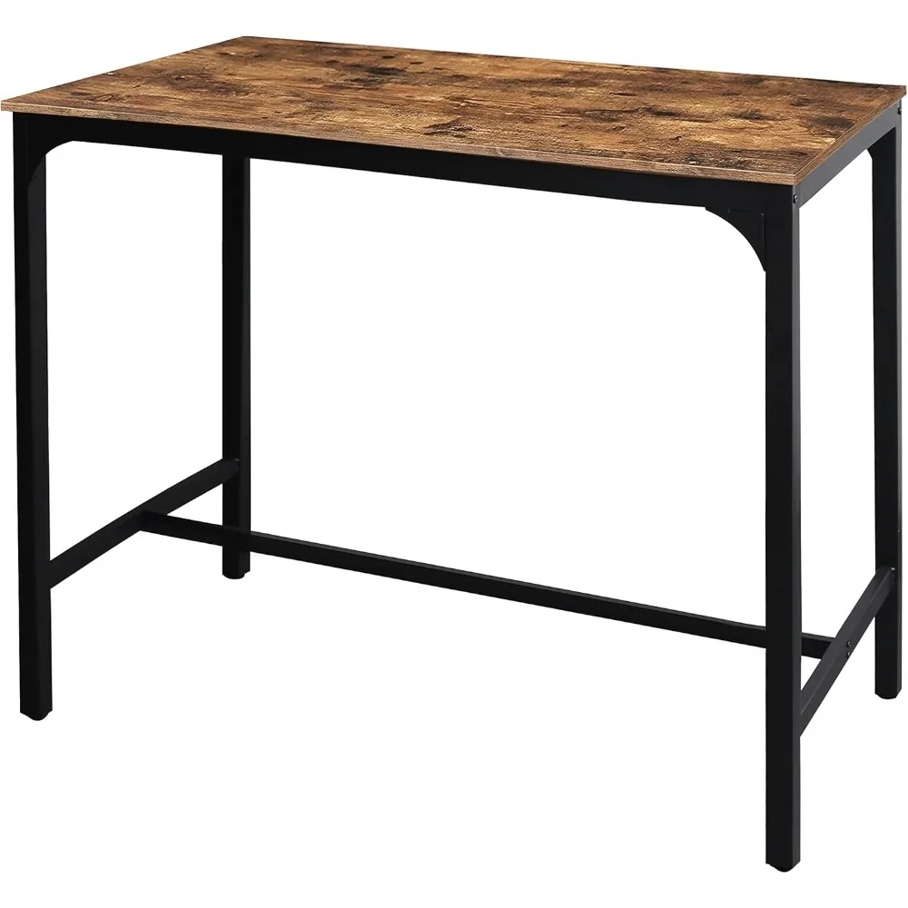 

47'' Industrial Bar Height Table, High Pub Table with Adjustable Legs and Sturdy Metal Frame, Rustic Brown