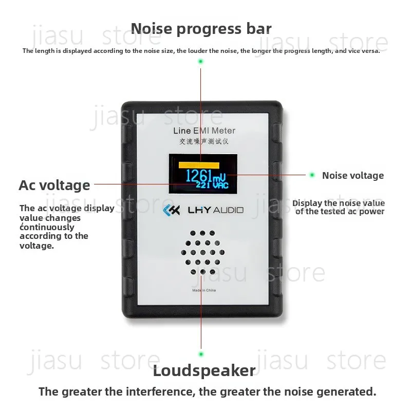 OLED Digital Mains Noise Tester, Wide‑Band AC Power Voltmeter EMI & Ripple Analyzer Power Quality Measuring Instrument