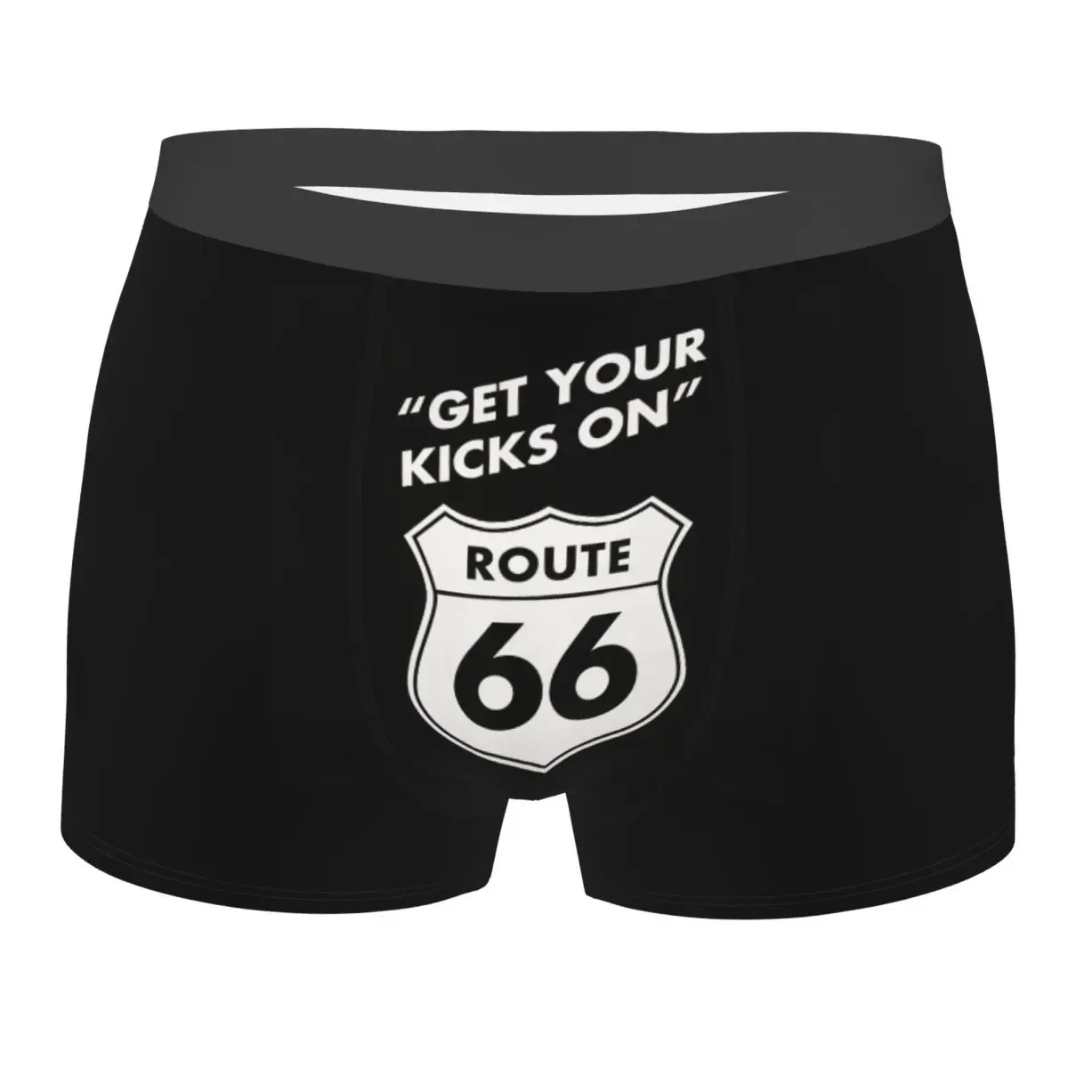 

Пользовательские крутые боксеры Get Your Kicks On Route 66, мужские трусы, дышащие трусы из США, шоссейные трусы, нижнее белье