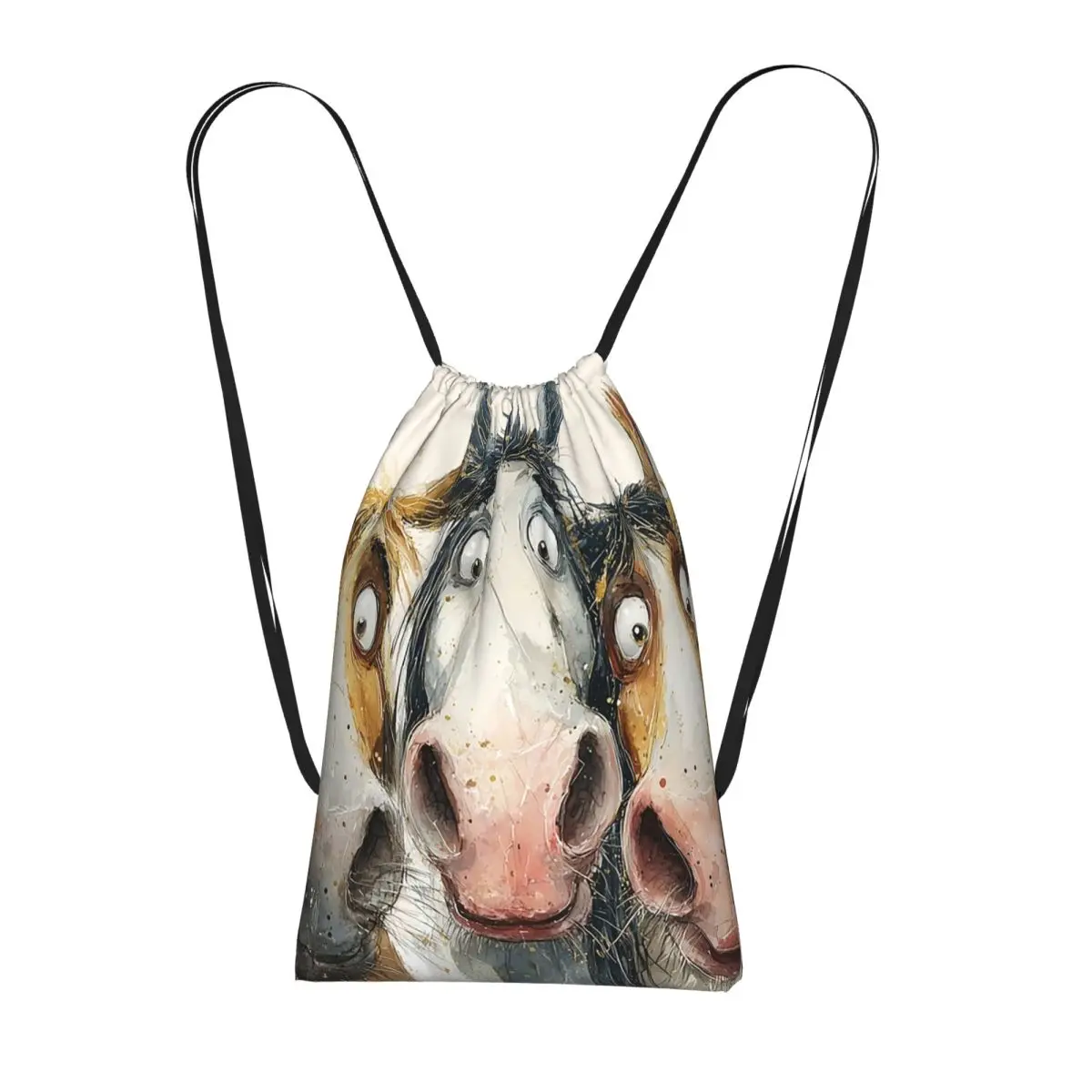 Three Cartoon Horse In Fences Backpacks Portable Drawstring Bags Shoes Bag Book Bags for Travel Students
