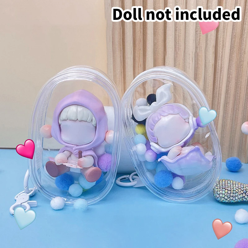 Transparent PVC Storage Bag Blind Box Doll Outdoor Display Hanging Bag Keychain Bag Storage Zipper Bag