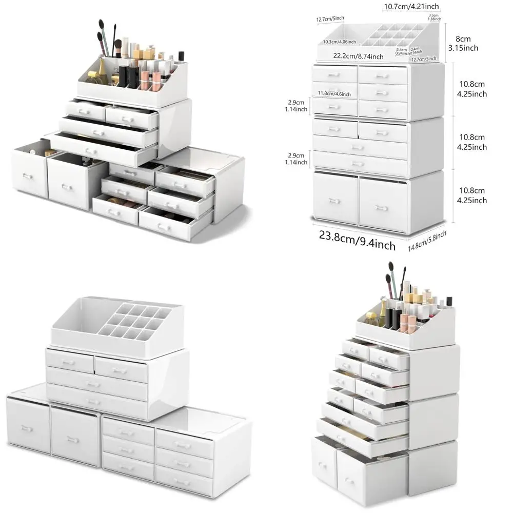 

12-Drawer White Makeup Cosmetic Organizer Storage Box