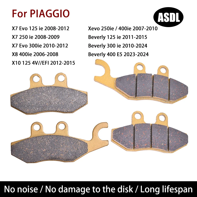 Motorcycle Front Rear Brake Pads For PIAGGIO Beverly 125IE 300IE S ABS 400 E5 X10 X8 X7 125 250 300 IE Evo Xevo 250IE 2007-2010