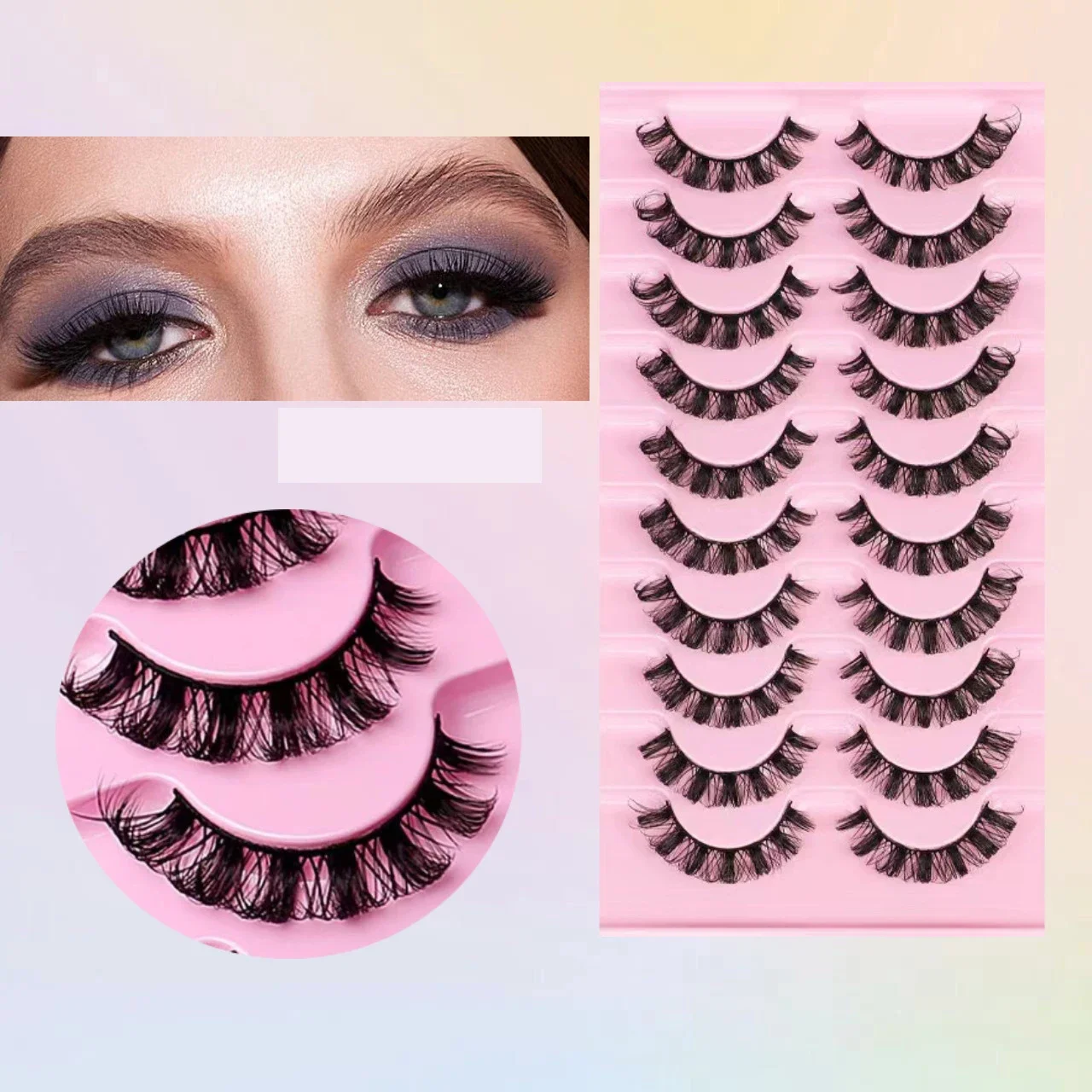 10 paires de Faux Cils 3D en vison, bande russe, dramatiques, maquillage, vente en gros, Extension de Cils, maquiagem