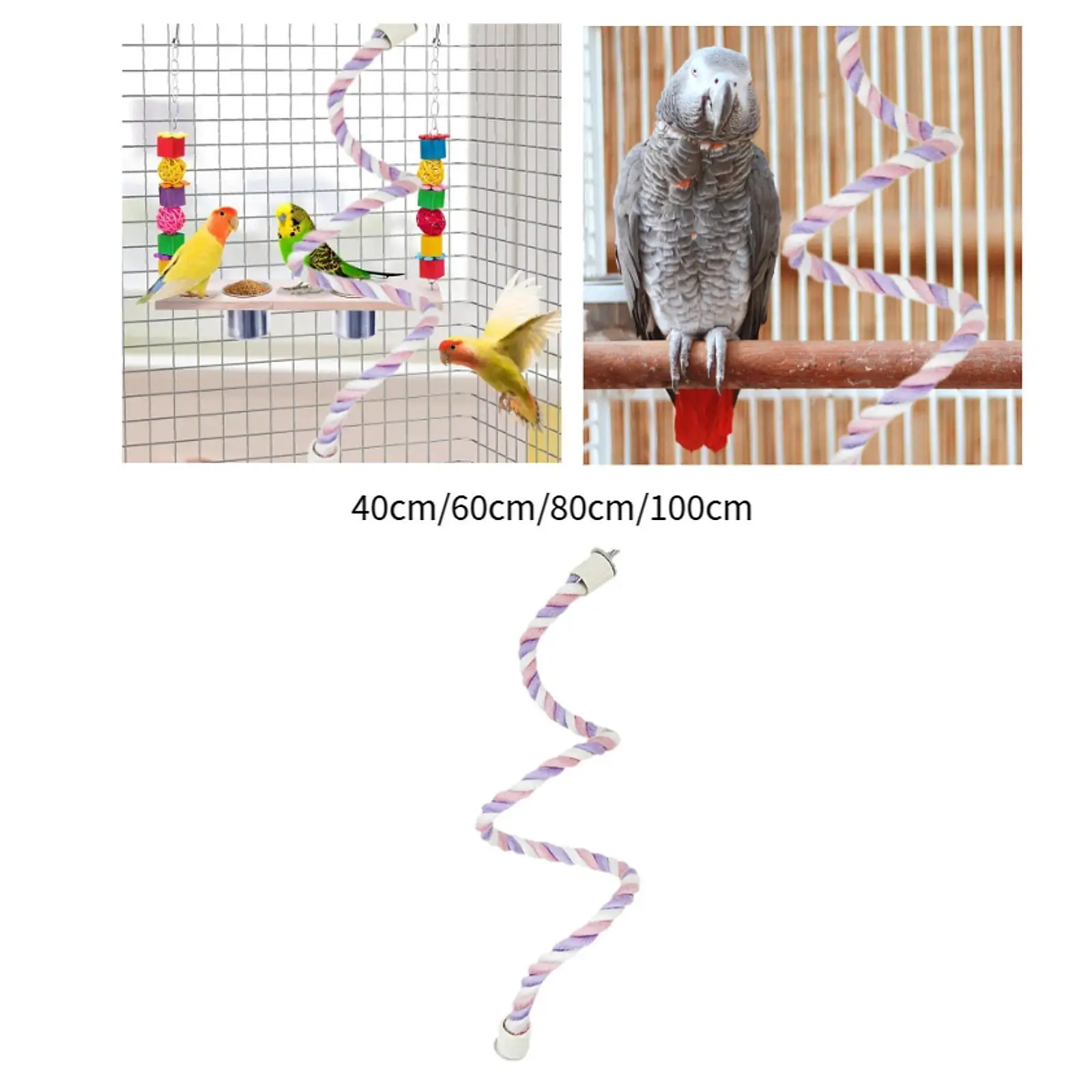 Percha de cuerda flexible de algodón, juguete de jaula de loros de Amazon, accesorios de poste de soporte de jaula de escaleras para cacatúa, guacamayo, pájaros, canario