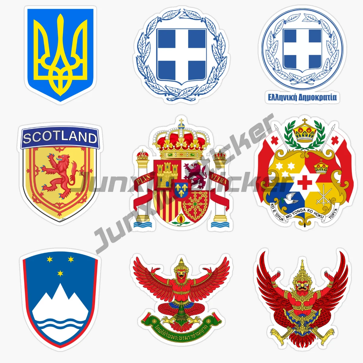 

Slovenia Scotland Thailand Indonesia Tonga Ukraine Spain Greece Ational Emblem Logo Car Stickers Vinyl Self-adhesive PVC Decal