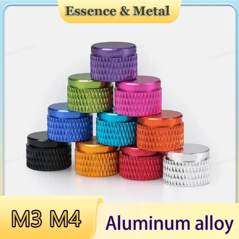 10PCS Aluminum Alloy Color Stripe Knurled Thumb Nut M3 M4 Knurled Texture Blind Hole Adjustment Cap Nut Blind Hole Chassis Nut