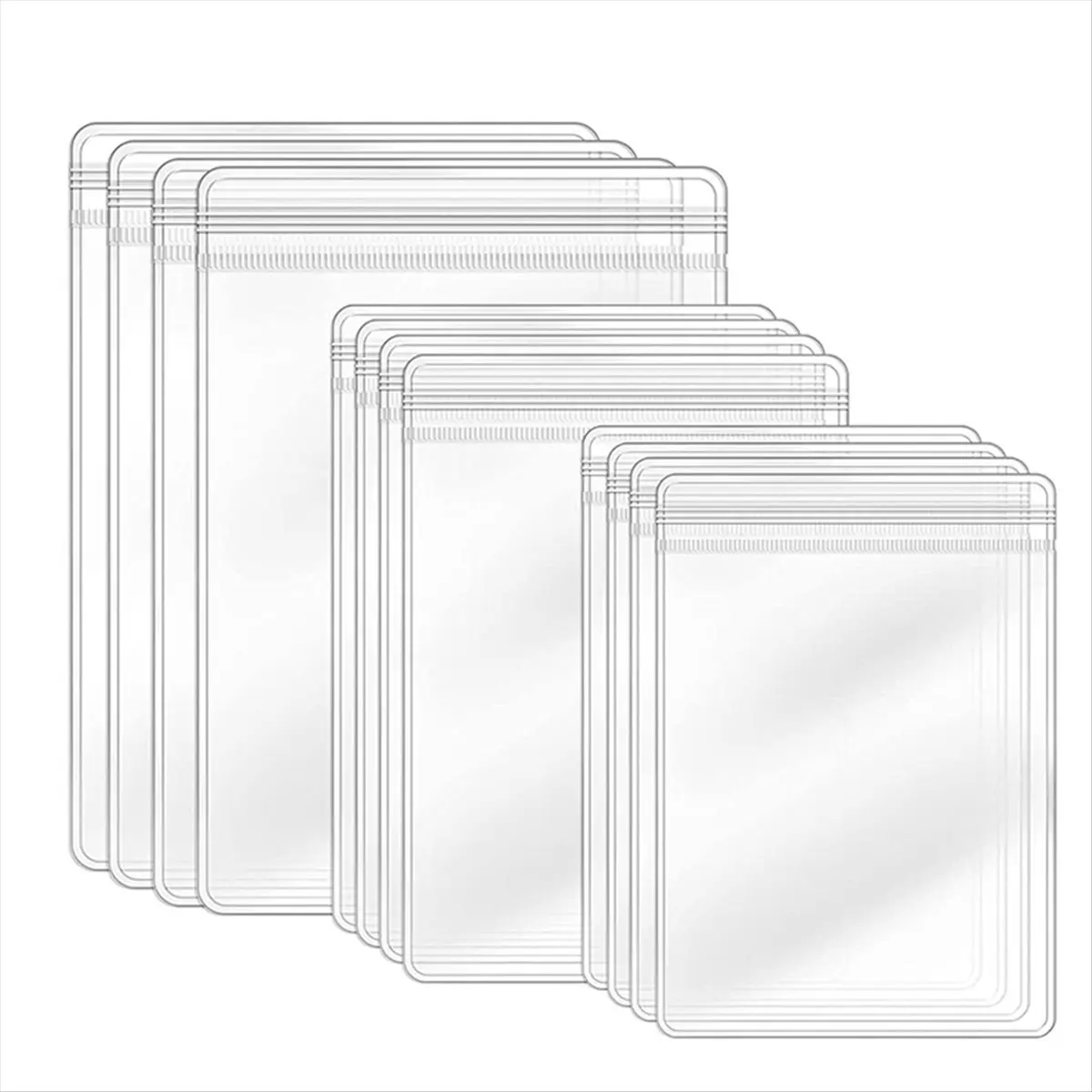 ABJS Jewelry Bag Self Seal Plastic Zipper Bag Clear PVC Rings Earrings Storage 3.5 x 5 In, 2.8 x 2 In, 4 x 2.8 in (120 Pcs)
