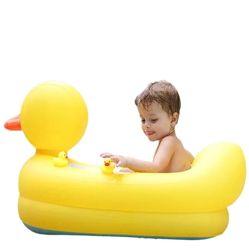 เป็ดสีเหลืองว่ายน้ําอ่างหนาสระว่ายน้ําของเล่นลอยน้ําอ่างล้างหน้า Inflatable เด็กว่ายน้ําวงกลมลอยเตียง