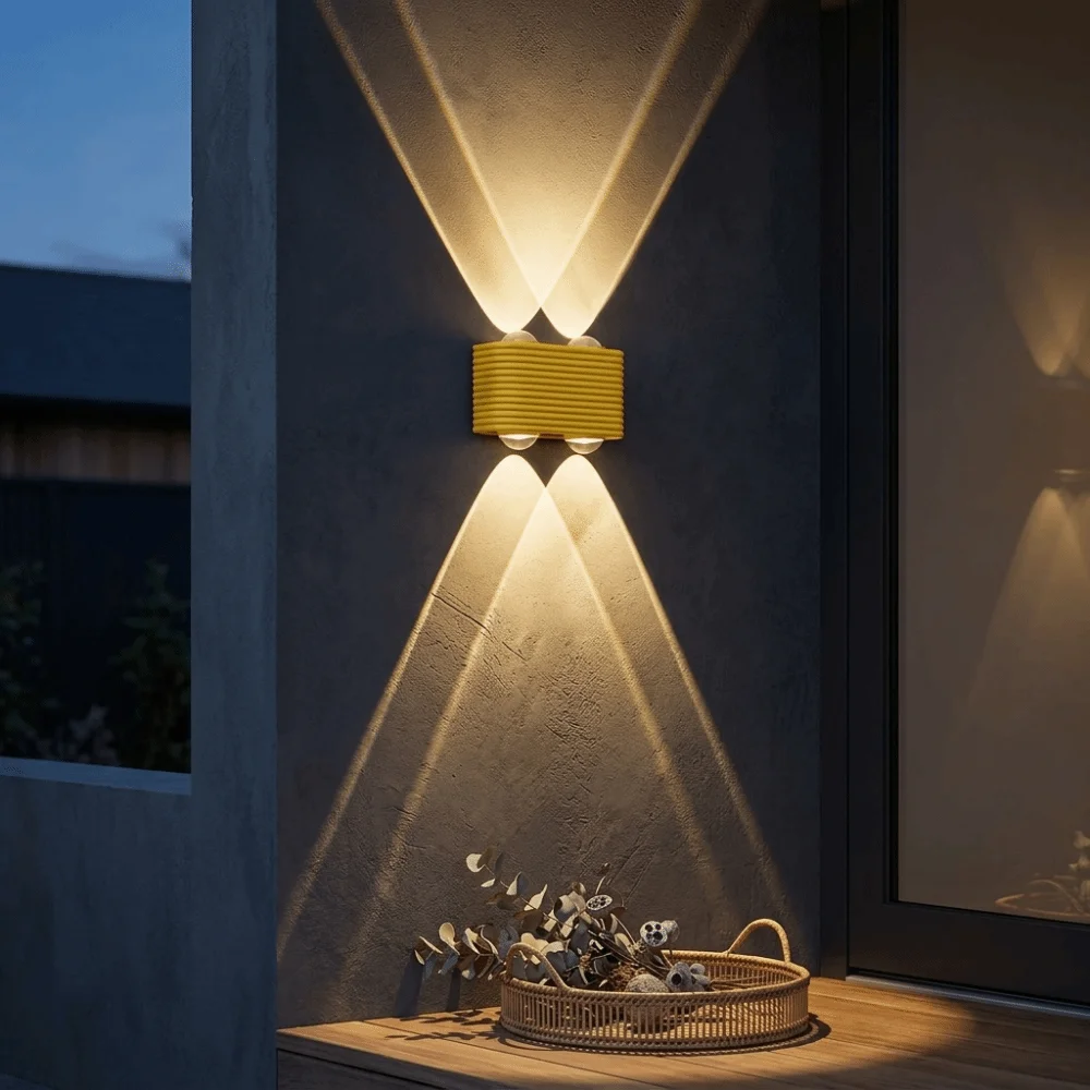 Waterproof LED Wall Sconce Warm Light Minimalist Design Double Head Wall Sconce Stable Structure Easy to Mount Wash Wall Light
