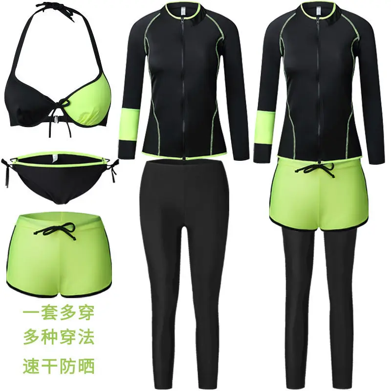 

Wetsuits Split Jellyfish Suit Quick Drying Long Sleeved Swimsuit Sunscreen Pants Five Piece Set Snorkeling Zipper Diving Suit