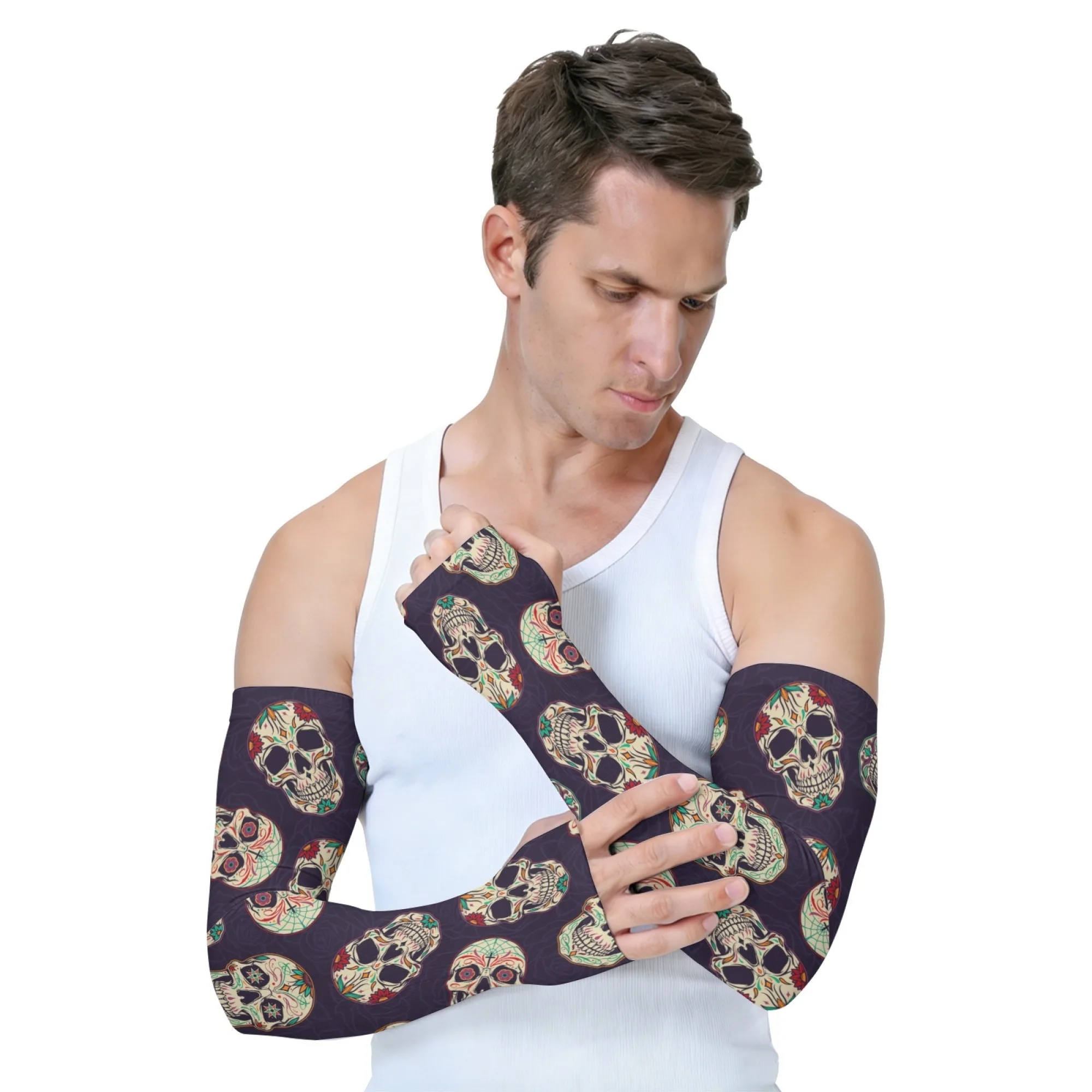 

Dark Sugar Skeleton Arm Sleeves Comfortable Non-slip Breathable Ice Sleeves Outdoor Gardening Sports Protective Cover Unisex