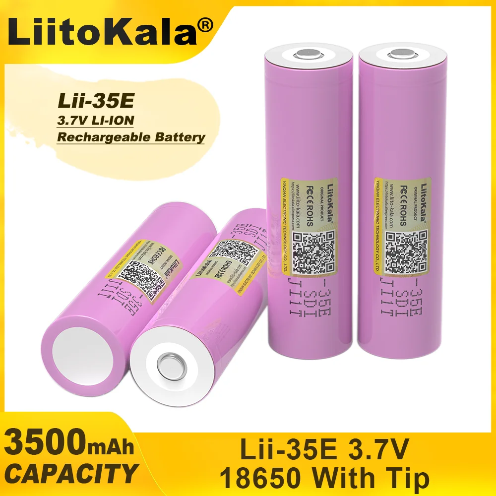 Liitokala INR18650 35E 18650 Lithium Battery 3500mAh 3.7V 25A High Power for Electrical Tools+DIY Pointed/Nickel sheets/etc