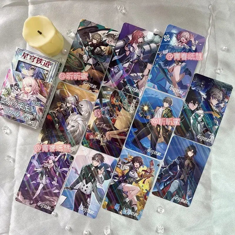 Honkai:Star Rail Anime Role Laser Glitter 24Pcs/Set Photocard HD Printed Photo Card Decor Sticker For Bus Card Meal Card Sticker