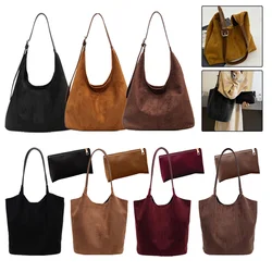 Women Shoulder Bag Faux Suede for Women Slouchy Handbag Magnetic Closure Hobo Bag Top-handle Bag for Work Travel