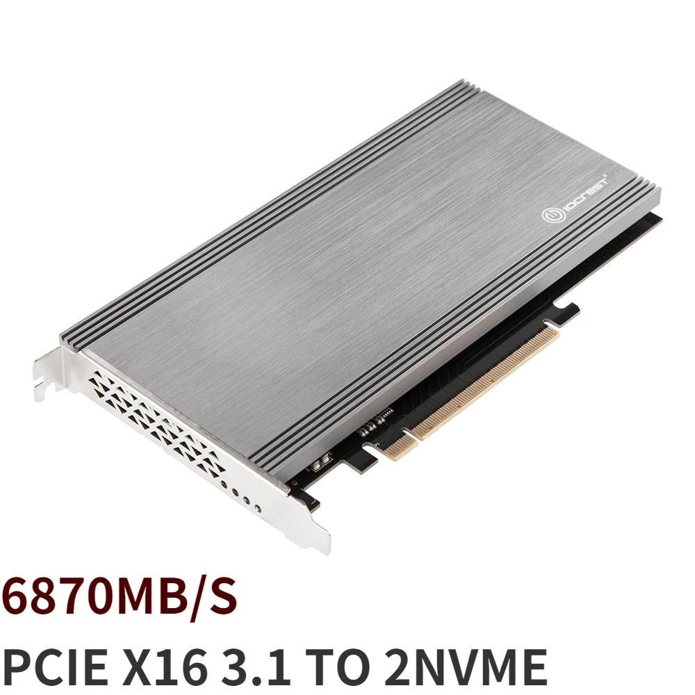 

PCIe X16 To 2 X4 M.2 SSD Dual NVME Protocol Hard Disk NGFF Interface Adapter Card Full Speed 2 NVME HDDs At The Same Time