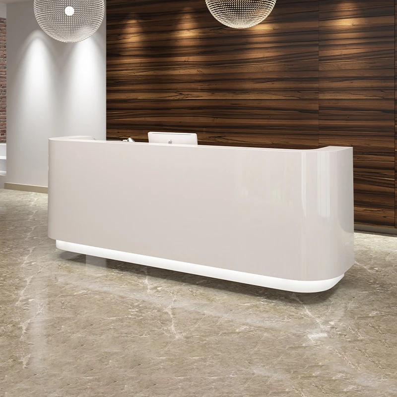 Design White Reception Desks Stylish Nordic Bar Checkout Luxury Reception Desks Beauty Salon Mostrador Commercial Furniture