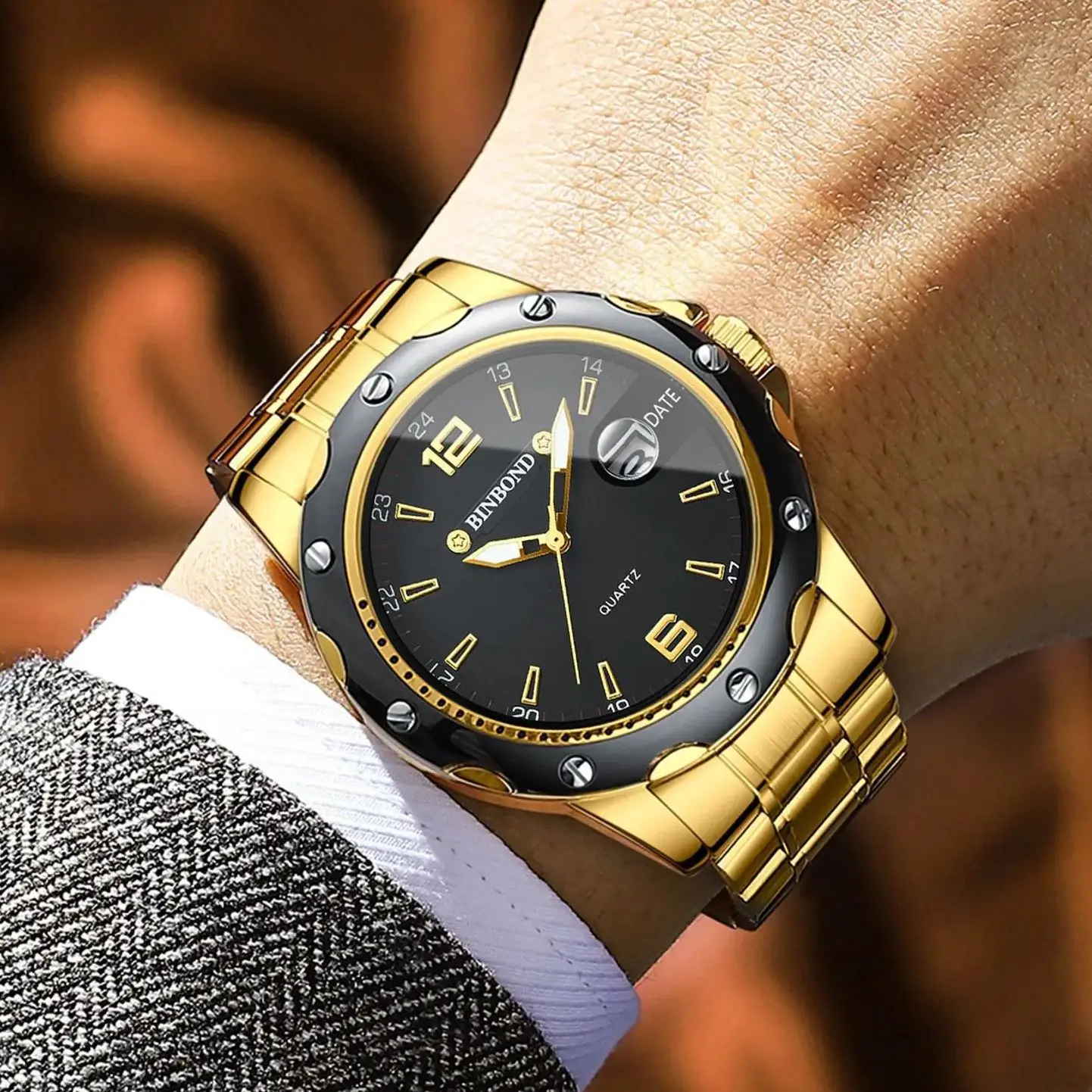 

New Luxury Business Men's Quartz Watch with Black Dial, Stainless Steel Strap, Date Display, Waterproof, Luminous, Luxury Watch for Men, Fashionable Casual Daily Wear Men's Watch, Best Gift for Classmates, Boyfriends, Husbands, Fathers