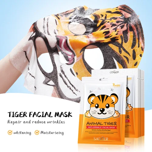 Imagen 2 del producto Mascarilla facial de animales, mascarilla de hoja hidratante profunda, Control de aceite, ilumina el tratamiento de la piel, máscara divertida coreana de Panda Tigre