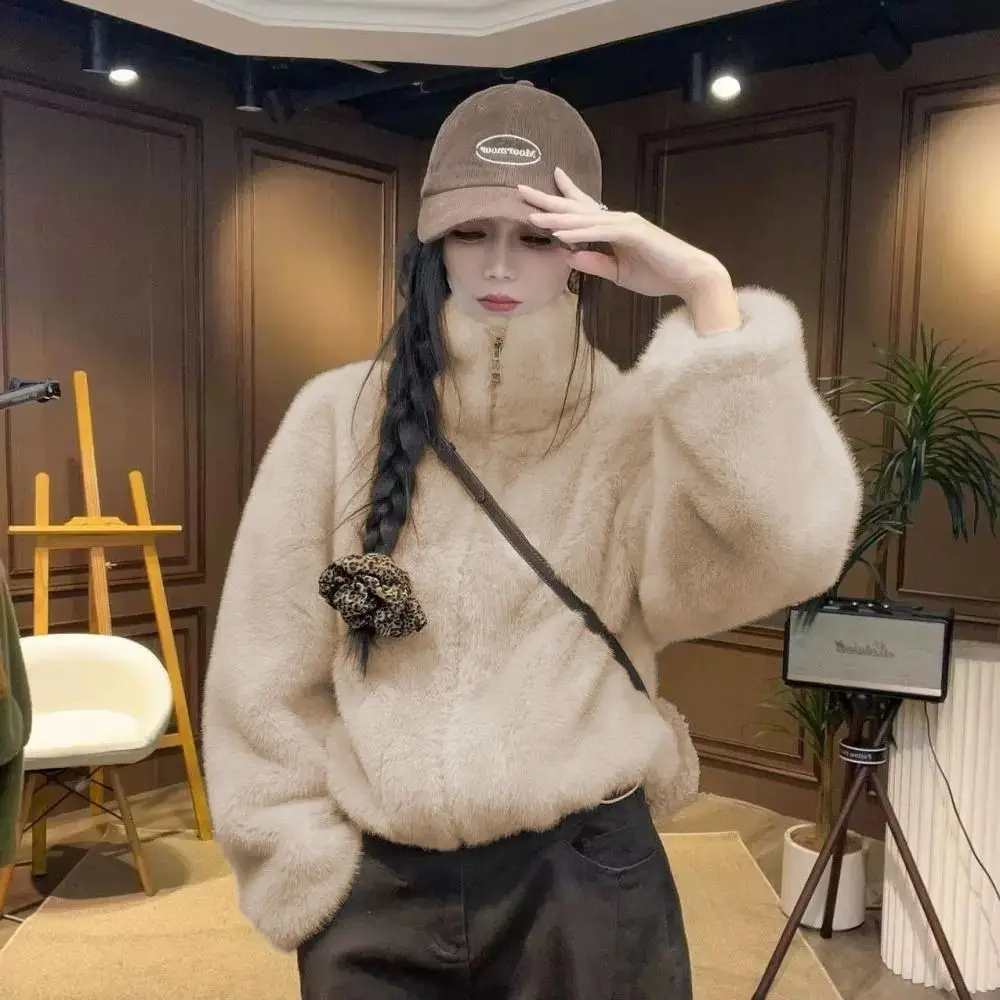 New Fur Jacket Female Winter 2026 Imitation Mink Velvet Coat Women Short Outwear Environmental Protection Mao Mao Overwear Top