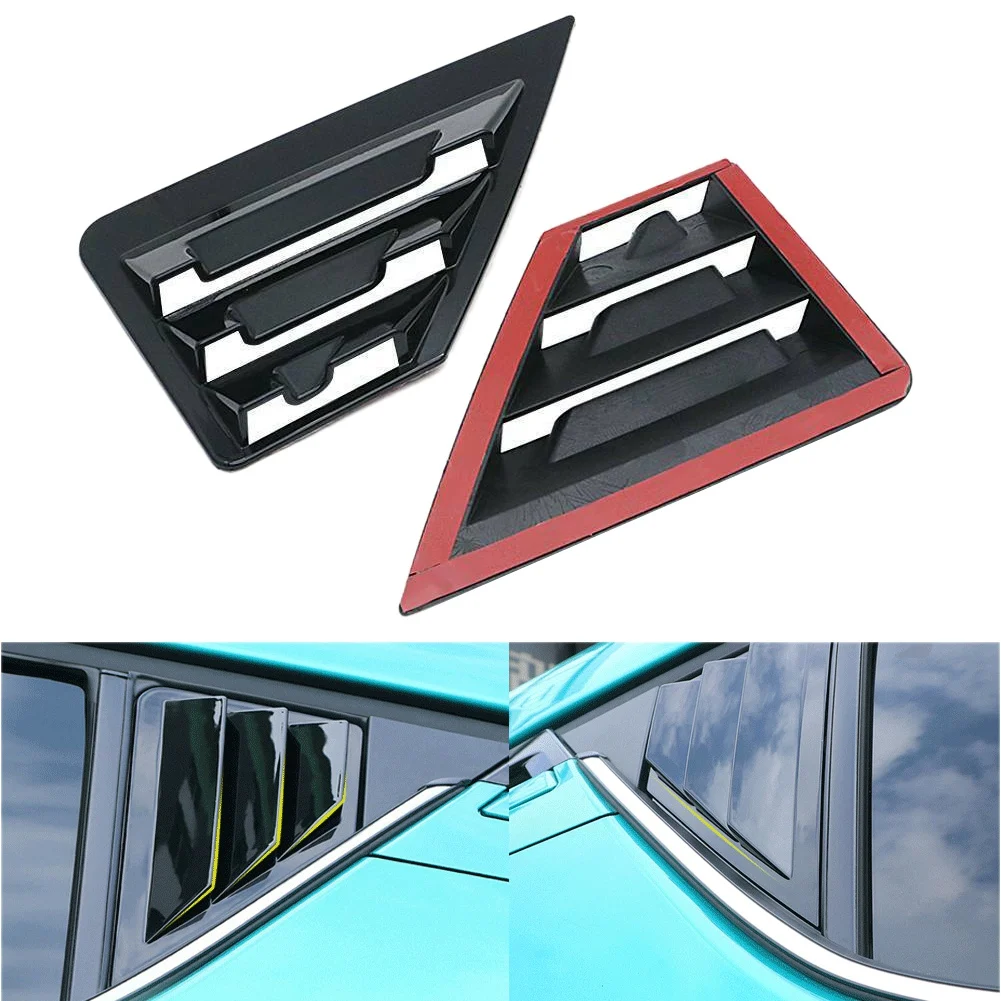 Bright Black Rear Triple-cornered Window Louver Shutter Cover Trim for Toyota C-HR CHR 2016 2017 2018 2019 image 3