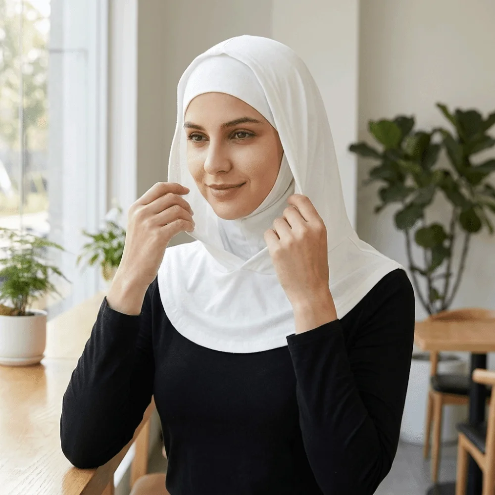 Breathable Elastic Hooded Scarf Multifunctional Wide Brim Integrated Base Headscarf Windproof Cotton Neck Cover Hat Base Layer