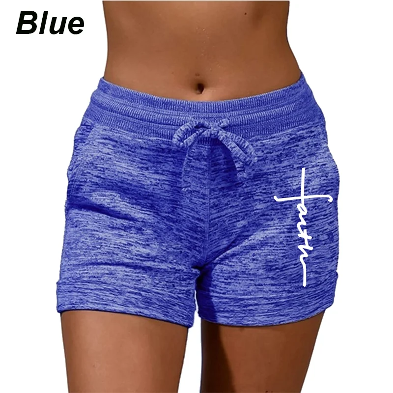 Personalized cross pattern women's sports shorts for spring and summer, casual sports shorts