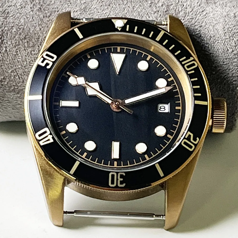 41MM rose gold case coated, black dial with 8215 automatic movement mirror sapphire glass men's watch without strap