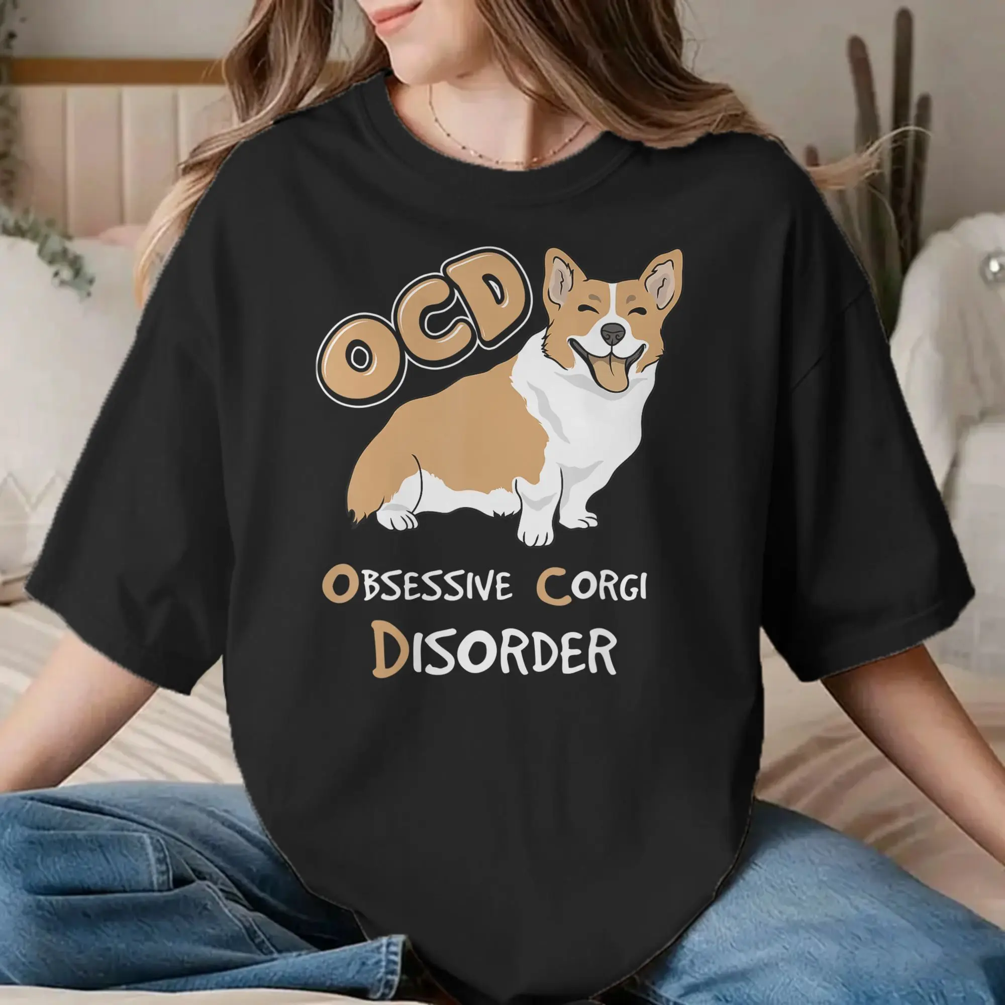 Corgi Disorder T-Shirt for Men Women  Cool Cotton Tee Shirt Round Neck Short Sleeve T Shirt Plus Size Clothes