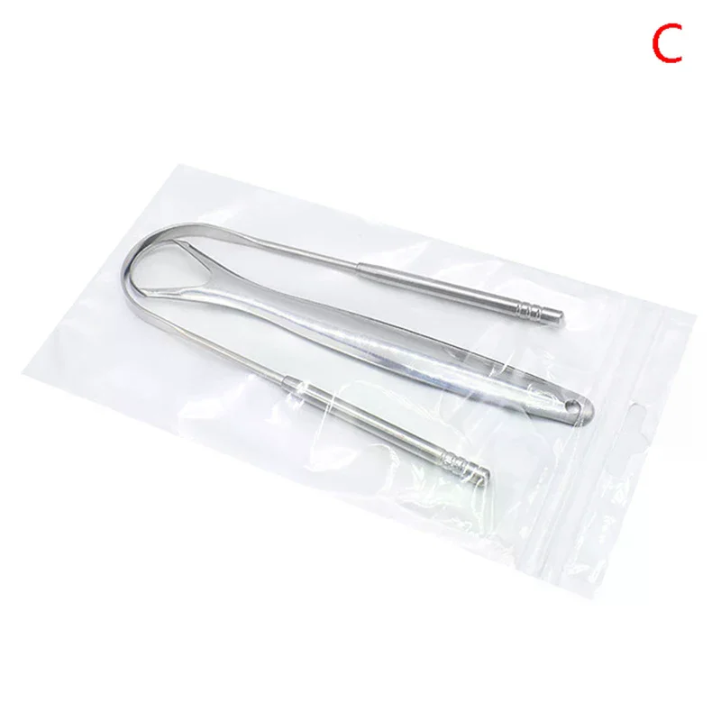 1/2pcs Oral Tongue Cleaner Stainless Steel U Type Tongue Scraper Brush Cleaning Coated Tongue Toothbrush Oral Hygiene Care Tools