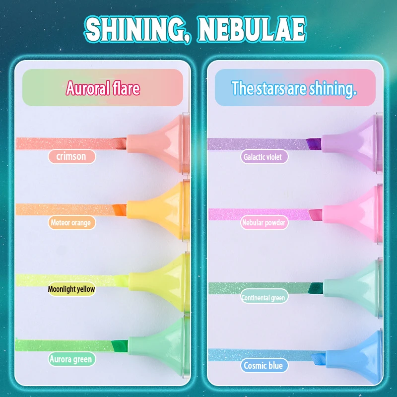 4pcs Creative Macaron Color Soft Head Large Capacity Key Points Hand Copy Notes Fluorescent Pen Office School Supplies